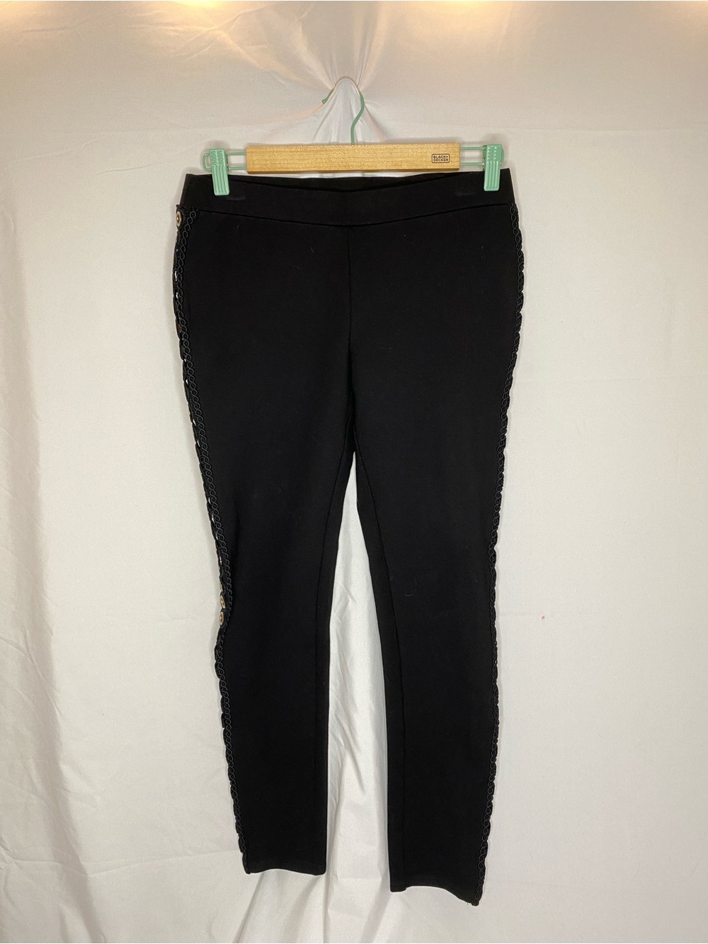 Bebe Black Grommet Side Pants | Y2K Moto Style | Size M